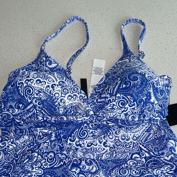 Lauren Ralph Lauren Women's Blue Underwire Tummy Control Tankini Top 10 - Picture 3 of 10